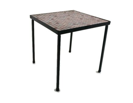 Side Table Plant stand Ceramic Tiles Pink Mosaic wrought Iron Legs small lovely vintage