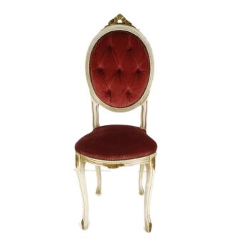 Parlor Chair French Provincial Hobnails Pink Fabric Ornate Carved Wood