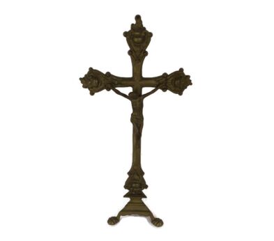 Small Brass Standing Crucifix Cross, Ornate, Vintage, table crucifix, Christianity, Jesus Christ