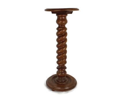 XL Barley Twist hand Carved twisted Wood Pedestal Plant Stand Vintage Barn Style Side Table