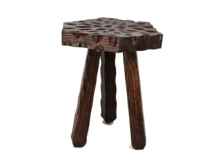Spanish Tripod Side Display Wine Milking Stool Table Pedestal Plant Bonsai Stand  Carved Wood Vintage Barn Country Farmhouse 