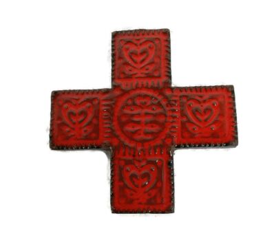 Mid Century Design Ceramic Modern Crucifix Ceramic  Abstract  Red era Amphora Tieberghien 
