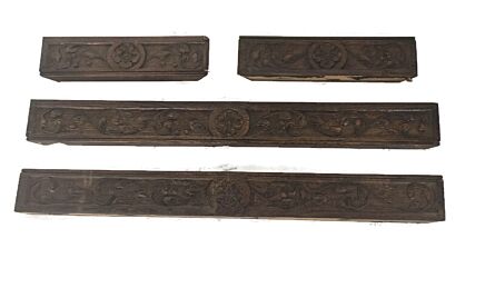 Antique set of 4  Antique Corbels Pediments Hand Carved WoodArchitectural Slats Reclaimed 