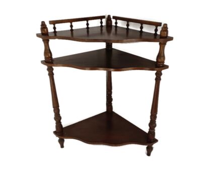 Corner Pedestal Display Side Table Plant Stand Italian Wood Vintage Etagère Display cabinet  3 tier
