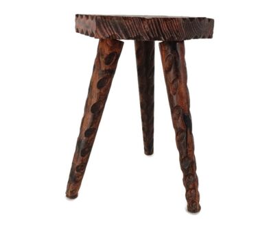 Spanish  Milking Stool Table Pedestal Plant Bonsai Stand  Carved Wood Barn Style