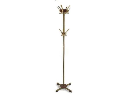 Vintage hall tree Coat Rack Standing Teak Chrome Hallway Modernist funky Rare