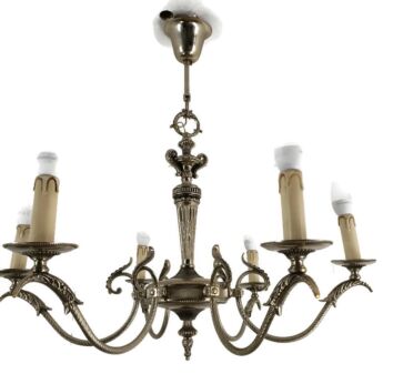 Silver Plated Empire Style 6 arm lights Chandelier modernist Vintage
