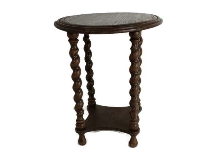 Large Round Barlety Twist side occasional coffee table carved wood vintage Two tier gorgeous 