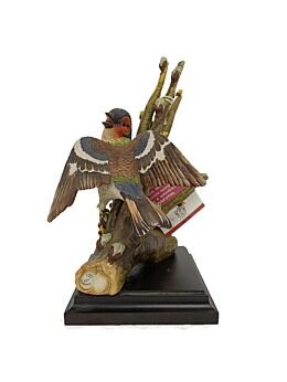 bird Porcelain Figurine on Wooden Base  Limited Edition Cesare Villari Capodimonte Italy