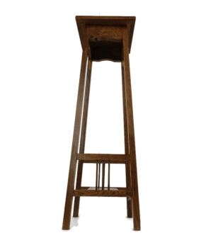 Vintage wood Pedestal Display Table Plant Stand Tile Victorian scene Two Tier