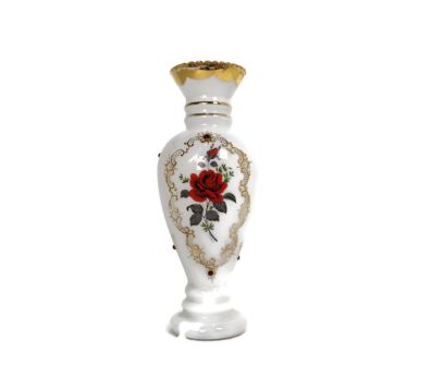 vintage vase cased glass white red Roses stones Large 