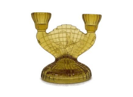 amber colored double candelabra candle holder antique art deco rare 