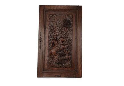 Antique French hand Carved Wood Oak Door Panel Reclaimed Architectural Hare Rabbit Hunter Cabinet Beautiful