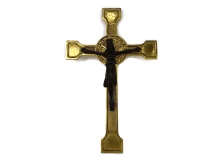 Brass Ornate  Hanging Crucifix Cross Jesus Christ Brass Corpus Two toned Vintage