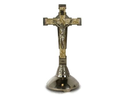 standing desk crucifix cross faux Marble pax spelter Jesus Christ christianity