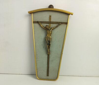 Art Deco Antique Artilux Wall hanging Jesus Christ Crucifix on wood 