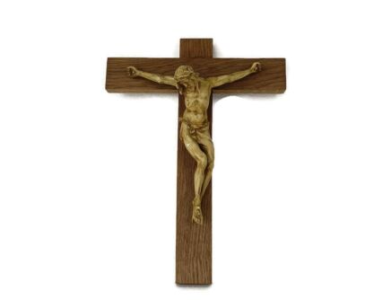 XL Wooden Hanging Church Crucifix Plaster Dramatic  Corpus Piece of art  