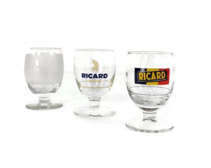3 different French Ricard Glasses Pastis Apero France Collector HTF  