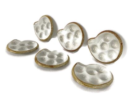Set of 6 French Escargots Snail Plates Dishes Ceramic  St Clément Shell form 