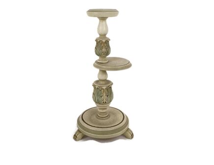 French Provincial Extremely Rare Pedestal plant stand Side table White Crackele Lion Feet Two tier 