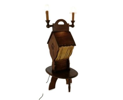 Standing cabinet Sewing Spinning Quilting wooden Cabinet, fabric candle holders antique Rare