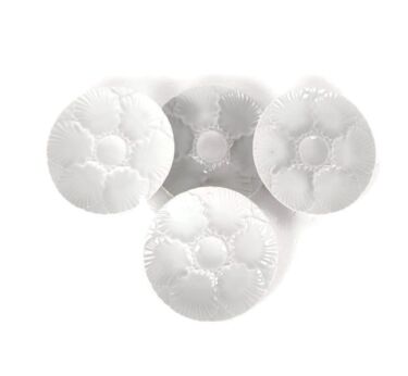 Set of 4 Oyster Plates Porcelaine White Germany Waldsassen Bareuther Bavaria Vintage