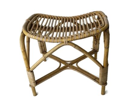 Footstool Foot rest Ottoman, Vintage, hobo chic, japandi, rattan, 