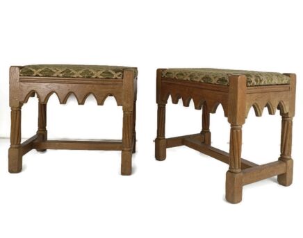 Couple of Gothic Church Footstool Foot rests 19th century Oak French 