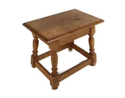 Antique barn Style Side table Stool Oak Carved Tapped Wood Crutch Pedestal Farmhouse style