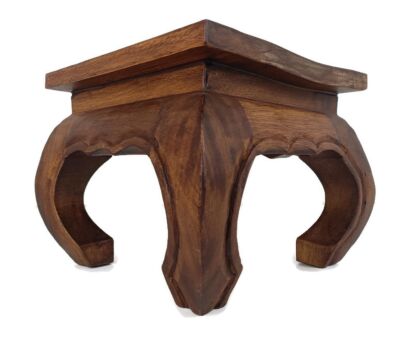 Vintage carved wood Low Opium Coffee Side table Pedestal Japandi style