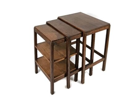Art Deco antique Nesting stacking side tables design very rare with boards set of 3