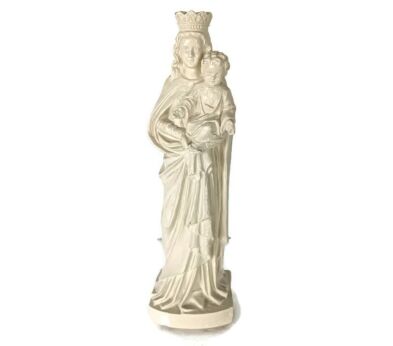 vintage statue Plaster heavy white Virgin Mary Madonna with Infant 