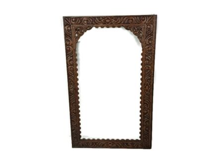 Large Door cabinet Hand carved wood ornated glass display reclaimed architectural