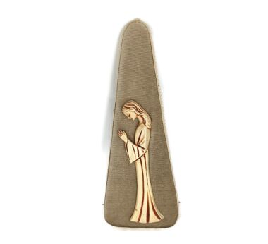Art Deco antique wall hanging religious resin on fabric Praying girl lovely 