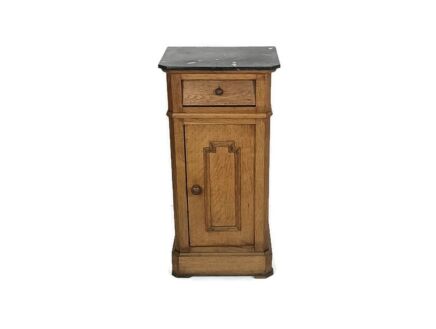 Antique Art Deco Art Nouveau Side Cabinet Table Nightstand End table wood black marble top