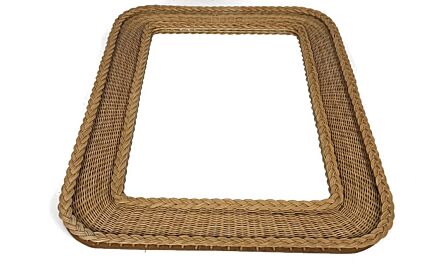 large vintage wall hanging mirror hallway bathroom rattan frame japandi bohemian style