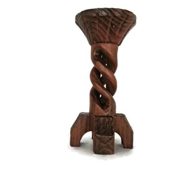 mini small table pedestal plant bonsai stand carved wood barley twist vintage