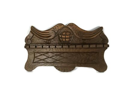 Antique  wooden cutlery rack ornate hand carved embossed birds small lovely wall hanging