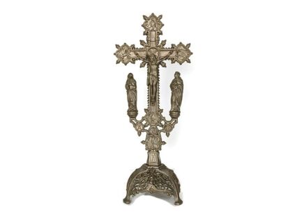 Standing Crucifix Cross Saint John Saint Mary Magdalene golgotha Apostles spelter vintage