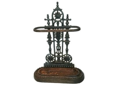 antique Victorian cast iron Umbrella Walking stick cane stand 
