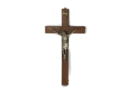 Wall hanging Crucifix Cross Wood Spelter Corpus Christi Religious antique Christianity