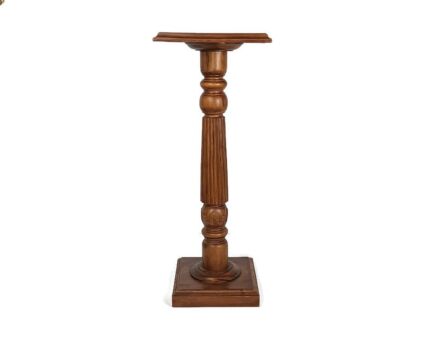 wooden Pillar Pedestal Display Side Occasional Table Bonsai Plant Stand Ornate Vintage 