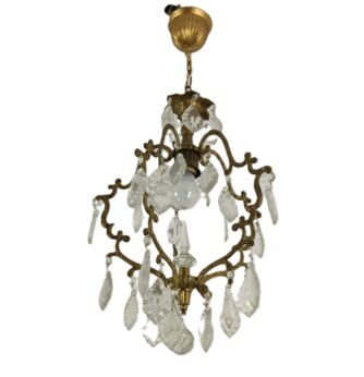 vintage Chandelier Pendant Hall Lamp crystal Prisms 1 light fixture 