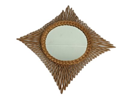 Vintage Mirror Star Frame rattan wicker mirror hallway bathroom Japandi style