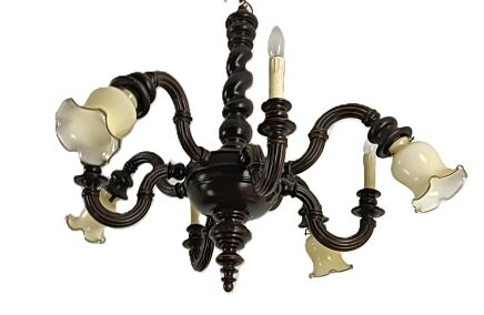 Barley twist Twisted Wood Chandelier 8 lights arm vintage ornate carved wood farmhouse style