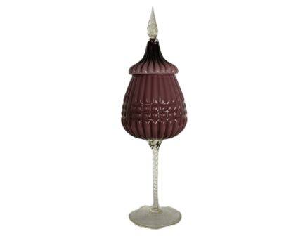 Vintage Goblet Apothecary Jar Lidded Art Glass  purple opaline Clear Gorgeous