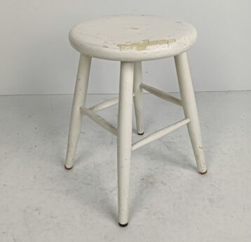 Bar stool Milking stool plant stand pedestal vintage modernist painted white 
