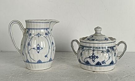 Antique Boch Copenhague Kopenhagen Creamer Set Sugar Bowl Milk Jar 