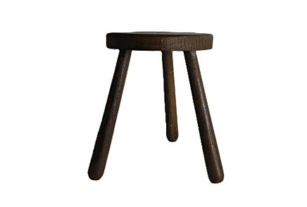 antique carved wooden tripod milking stool plant stand pedestal side table barn style