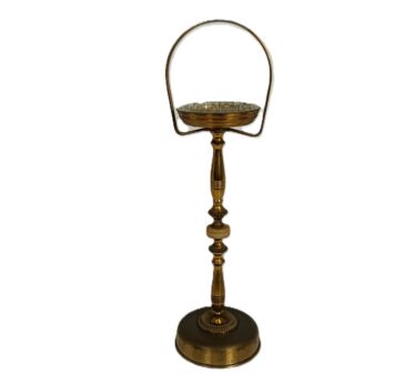 Vintage Brass Marble Standing Floor Ashtray Ornate luxuruous Hollywood regency  
